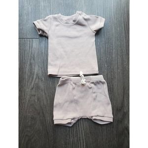 Mebie Baby ribbed cotton short set, 0-3 months
